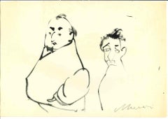 Vintage Figures - Drawing by Mino Maccari - Mid-20th Century