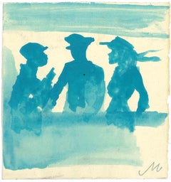 The Discussion - Drawing by Mino Maccari - Mid-20th Century