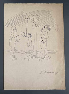 Pendu - Dessin de Mino Maccari - Milieu du XXe siècle