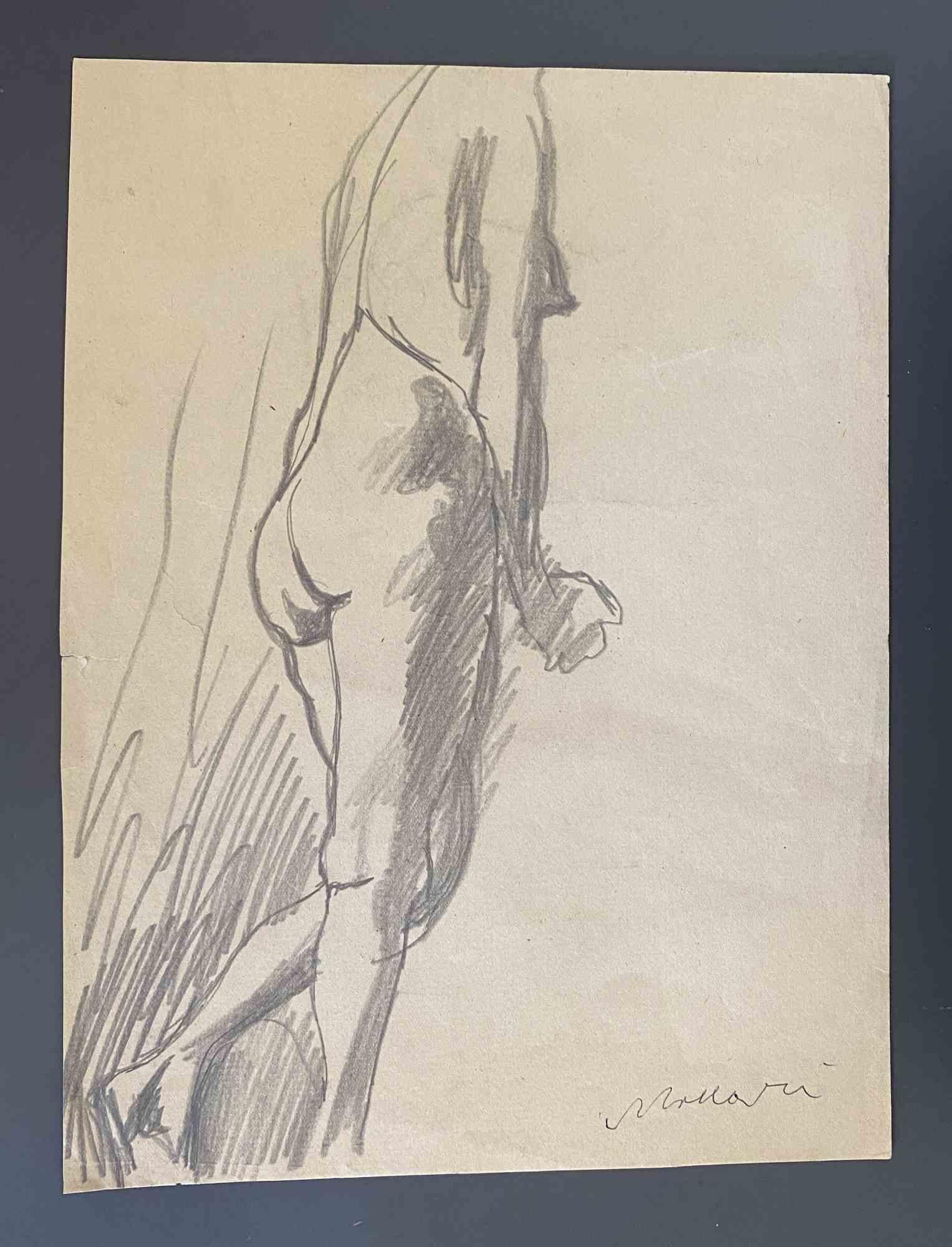 Nude is a pencil Drawing realized by Mino Maccari  (1924-1989) in the Mid-20th Century.

Hand-signed on the lower.

Good conditions.

Mino Maccari (Siena, 1924-Rome, June 16, 1989) was an Italian writer, painter, engraver and journalist, winner of