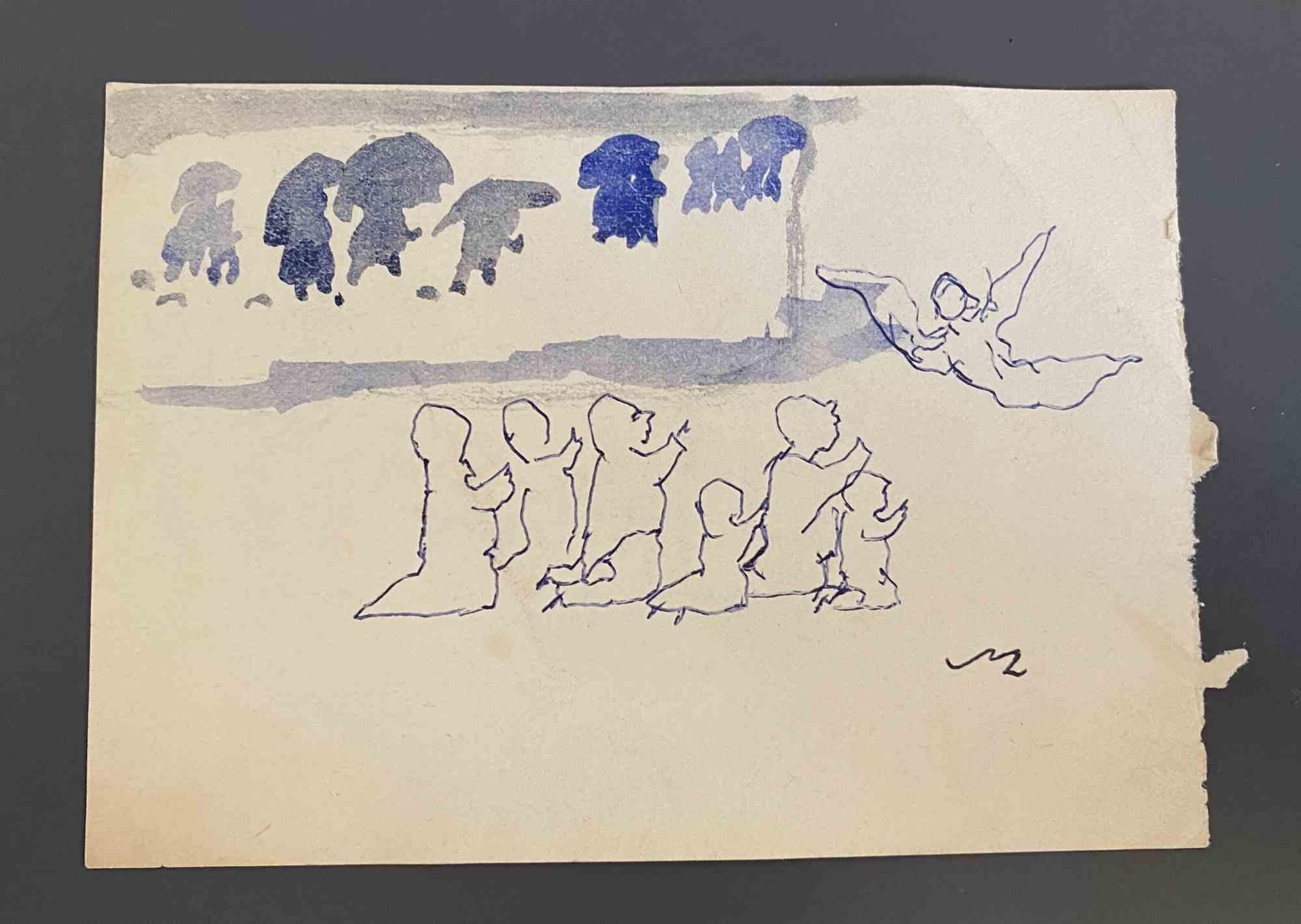 Komposition ist eine Feder und Aquarell Zeichnung von Mino Maccari realisiert  (1924-1989) in der Mitte des 20. Jahrhunderts.

Handsigniert auf der Unterseite.

Gute Bedingungen.

Mino Maccari (Siena, 1924-Rom, 16. Juni 1989) war ein italienischer