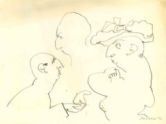 The Donation – Zeichnung von Mino Maccari – Mitte des 20. Jahrhunderts