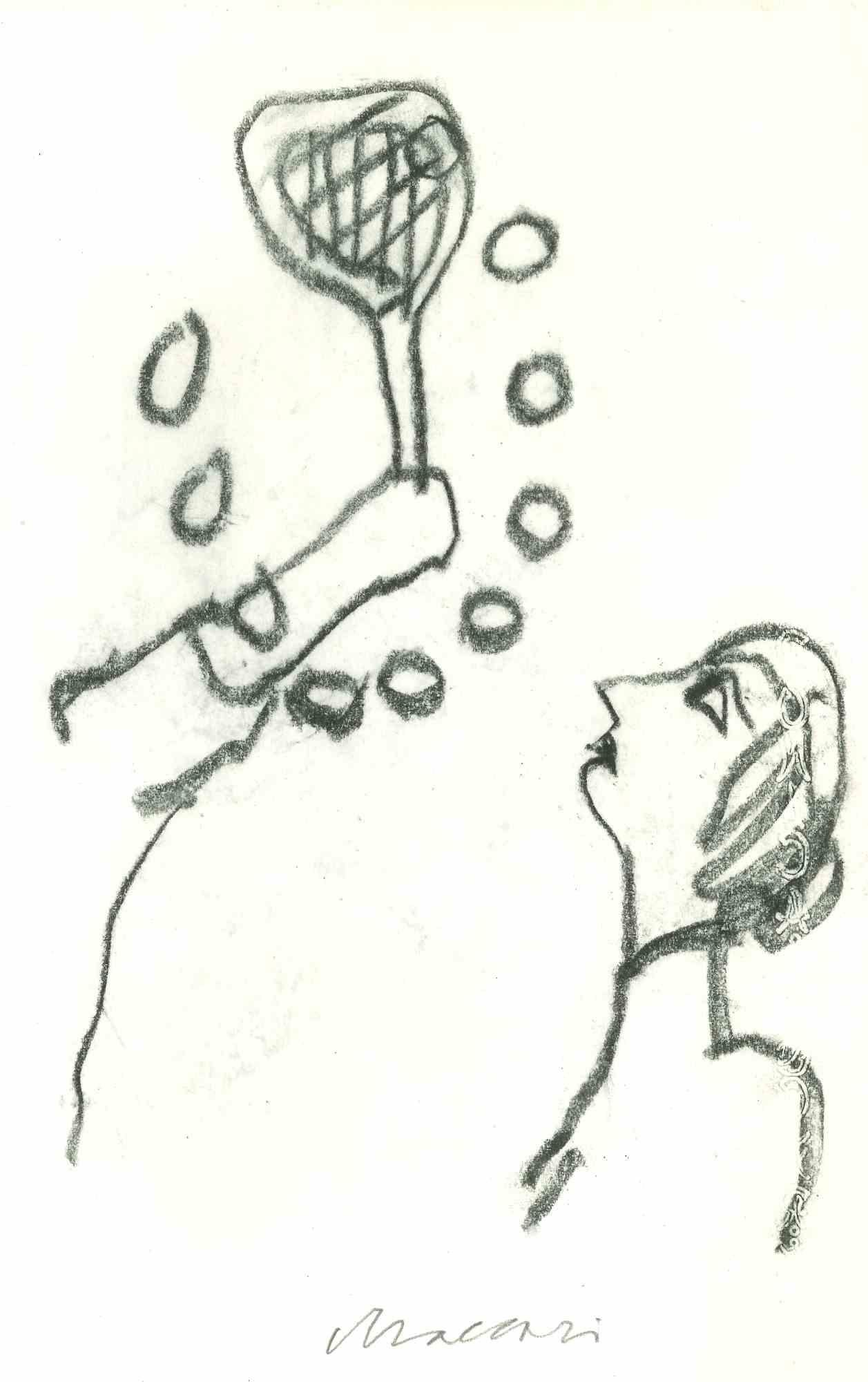 Learning Tennis ist eine Kohlezeichnung von Mino Maccari  (1924-1989) in der Mitte des 20. Jahrhunderts.

Handsigniert im unteren Bereich.

Gute Bedingungen.

Mino Maccari (Siena, 1924-Rom, 16. Juni 1989) war ein italienischer Schriftsteller, Maler,