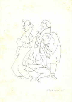 Figuras - Dibujo de Mino Maccari - Mediados del siglo XX