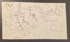 Vintage Concert - Drawing by Mino Maccari - Mid-20th Century