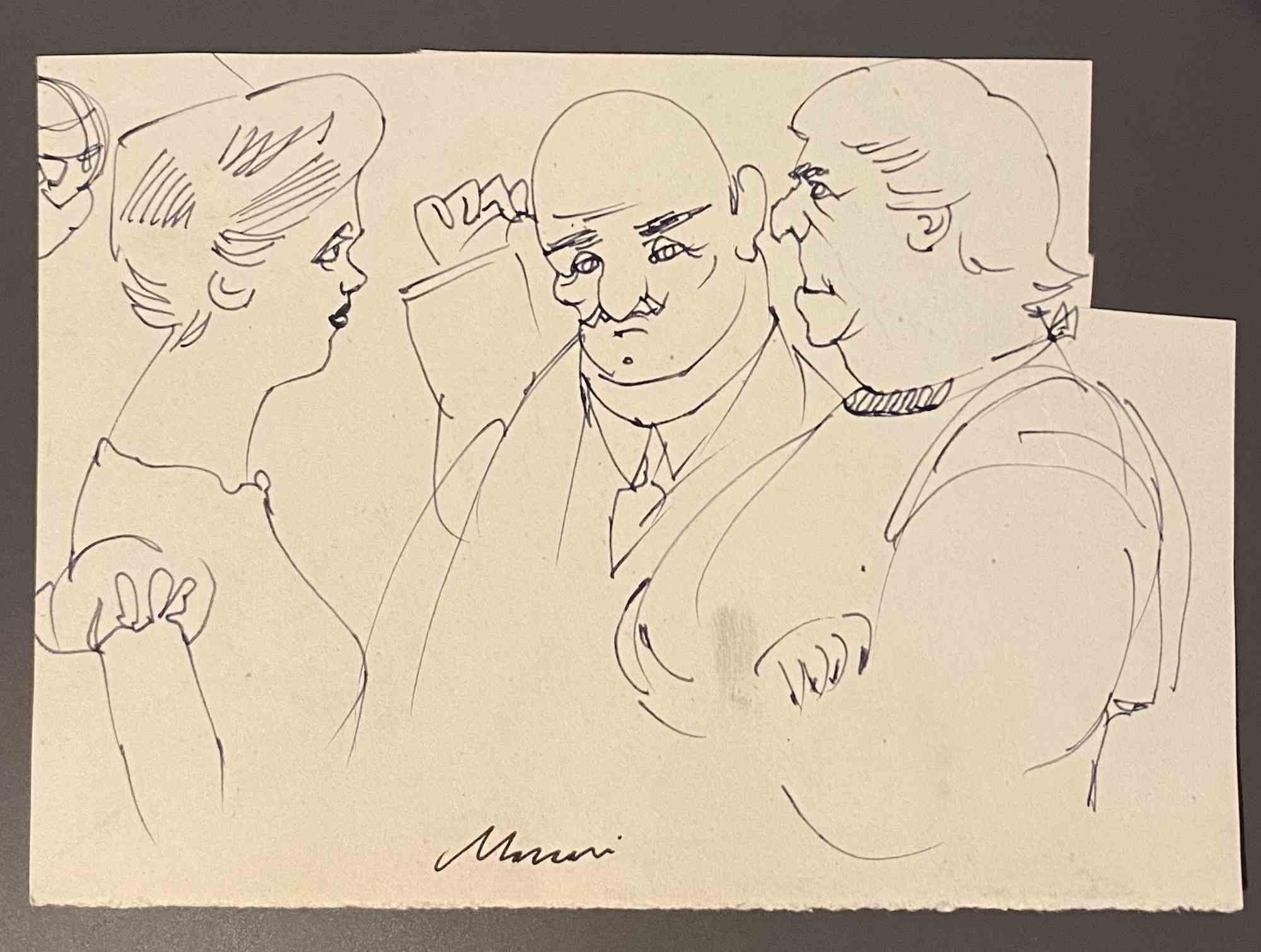 Figures is a pen Drawing realized by Mino Maccari  (1924-1989) in the Mid-20th Century.

Hand-signed on the lower.

Good conditions.

Mino Maccari (Siena, 1924-Rome, June 16, 1989) was an Italian writer, painter, engraver and journalist, winner of