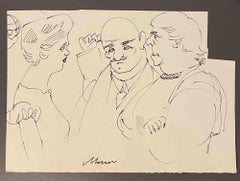 Figures - Drawing by Mino Maccari - Mid-20th Century