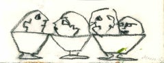 Vintage Cups/Couples - Drawing by Mino Maccari - Mid-20th Century