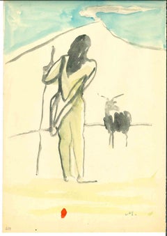 The Shephard - Drawing by Mino Maccari - Mid-20th Century