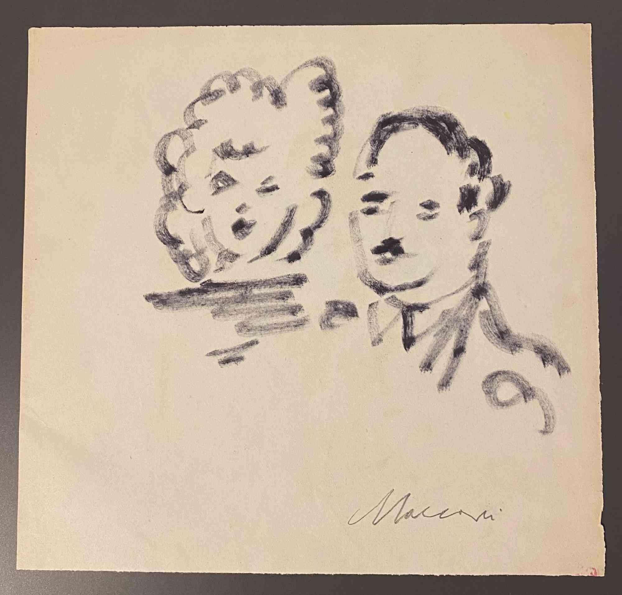 The Couple is a Watercolor Drawing realized by Mino Maccari  (1924-1989) in the Mid-20th Century.

Hand-signed on the lower.

Good conditions.

Mino Maccari (Siena, 1924-Rome, June 16, 1989) was an Italian writer, painter, engraver and journalist,