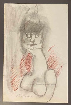 The Lesson - Drawing by Mino Maccari - Mid-20th Century