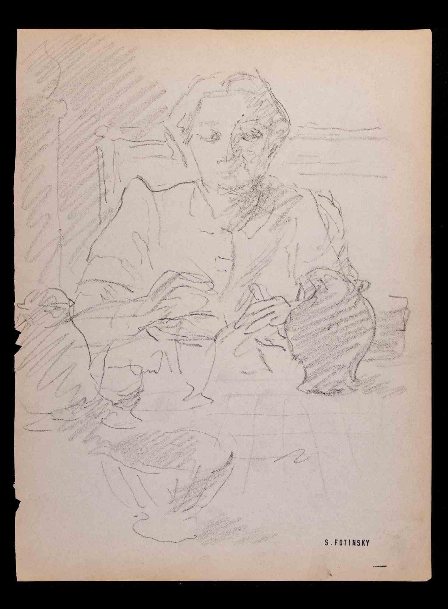 Il vasaio è un'opera d'arte realizzata da Serge Fotisnky (1887-1971), nel 1947 circa. 

Disegno a matita.

Firma del pad in basso a destra.

Buone condizioni, tranne qualche ingiallimento dovuto al tempo.
