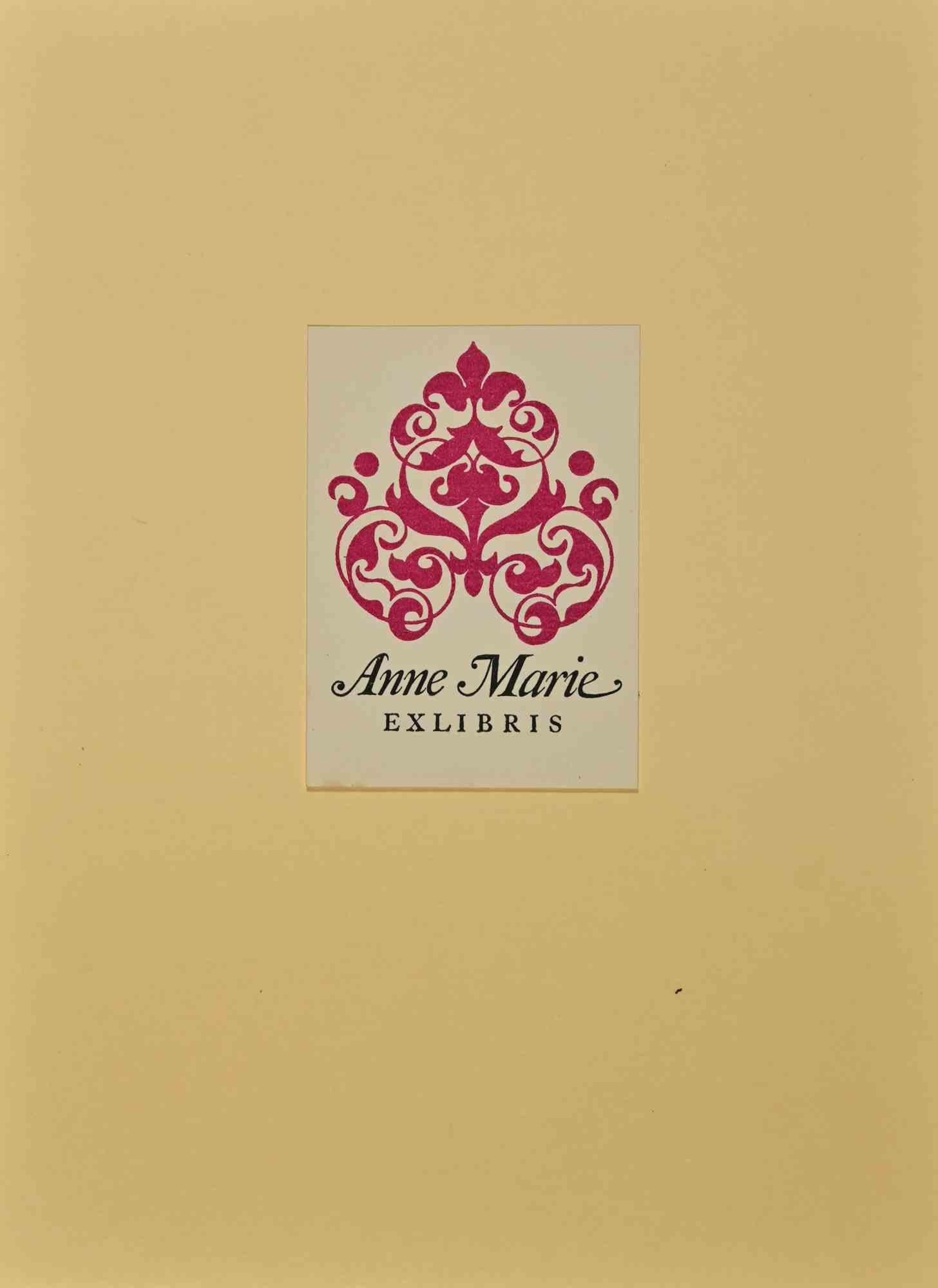 Ex Libris Anne-Marie  Gravure sur bois - Milieu du 20e siècle