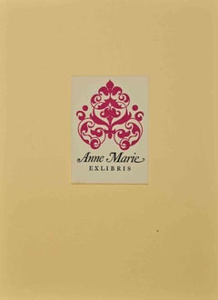 Ex Libris Anne-Marie -  Woodcut - Mid 20th Century