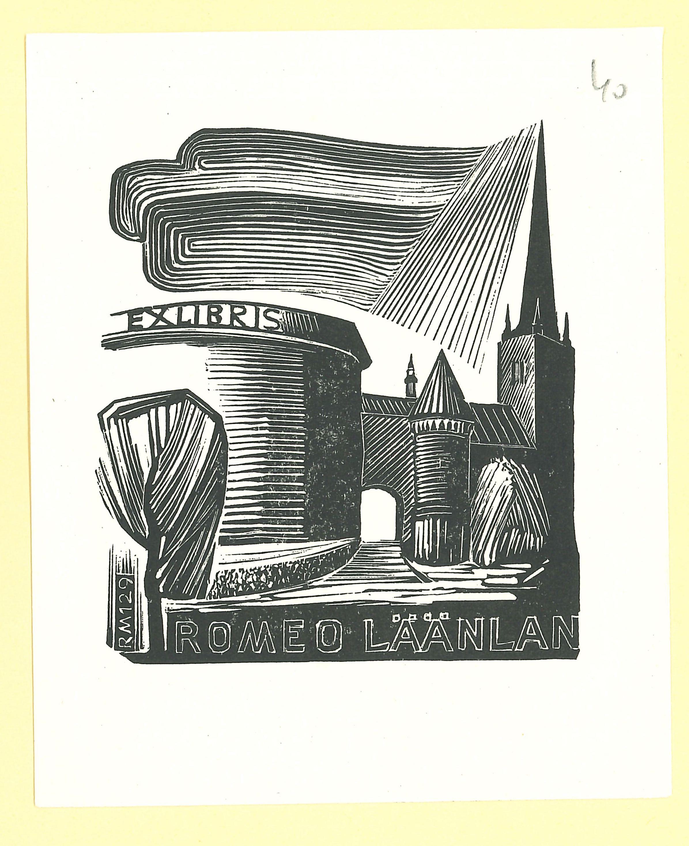 Ex Libris - Romeo Laanlan - gravure sur bois - 1983 - Moderne Art par Unknown