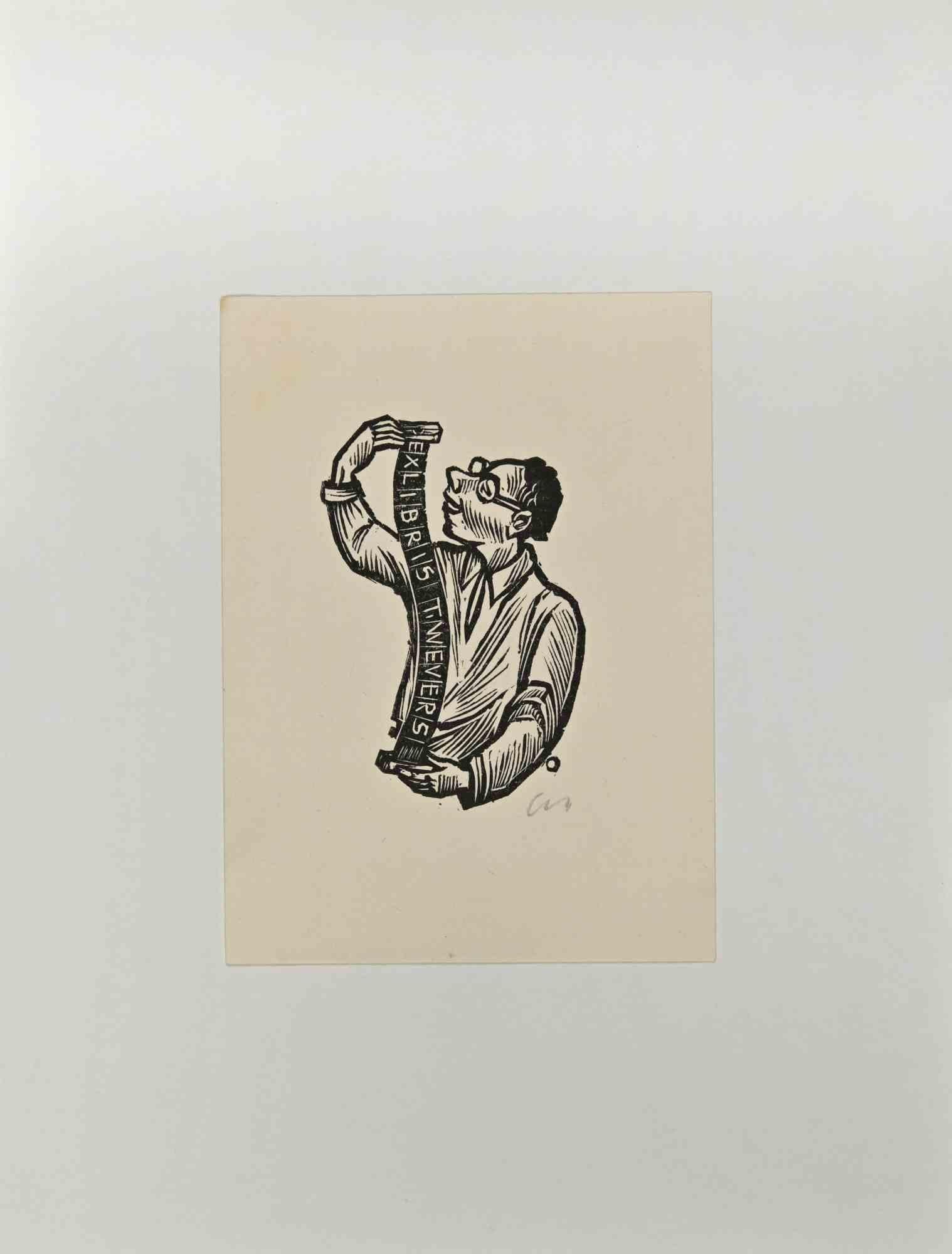  Ex Libris  - T. Wevers - Taille sur bois - 1953
