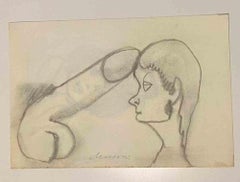 Fixation  - Drawing by Mino Maccari - Mid-20th Century