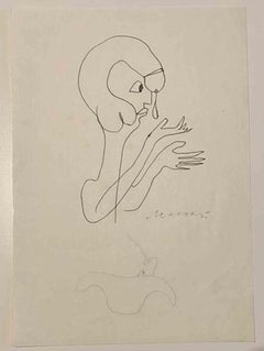 The Cry  - Drawing by Mino Maccari - Mid-20th Century