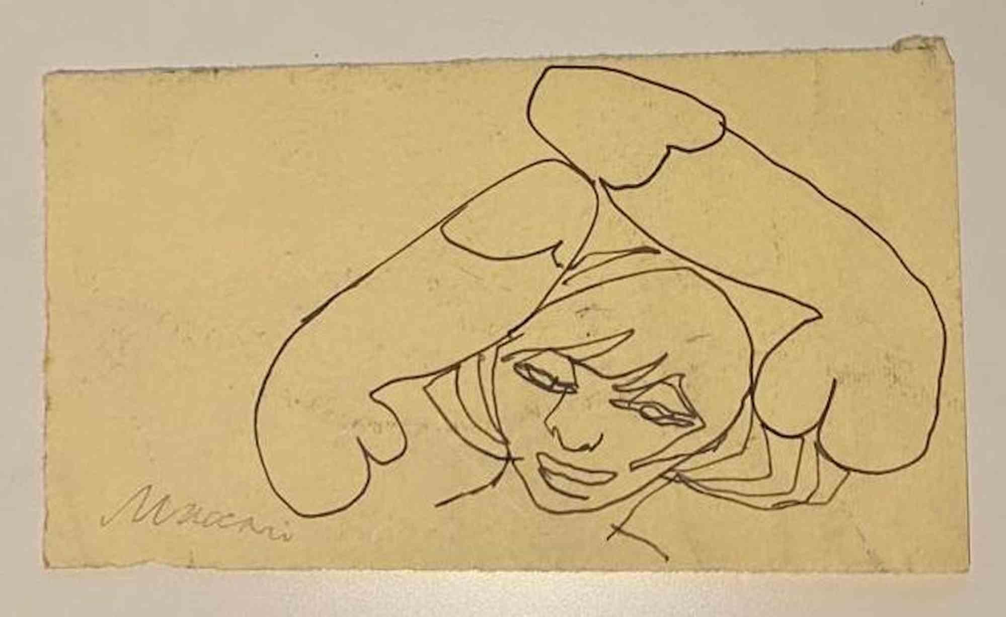 Strange Thoughts is a pen Drawing realized by Mino Maccari  (1924-1989) in the Mid-20th Century.

Hand-signed on the lower.

Good conditions.

Mino Maccari (Siena, 1924-Rome, June 16, 1989) was an Italian writer, painter, engraver and journalist,
