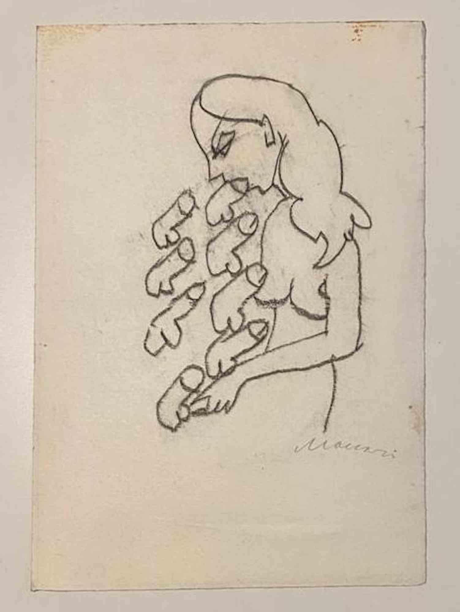 Multiple Opportunities is a pencil Drawing realized by Mino Maccari  (1924-1989) in the Mid-20th Century.

Hand-signed on the lower.

Good conditions.

Mino Maccari (Siena, 1924-Rome, June 16, 1989) was an Italian writer, painter, engraver and