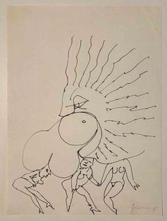 Retro The Sun - Drawing by Mino Maccari - Mid-20th Century