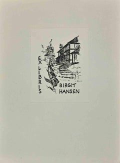  Ex Libris – Birgit Hansen – Holzschnitt von Mirjam Karila – Mitte des 20. Jahrhunderts