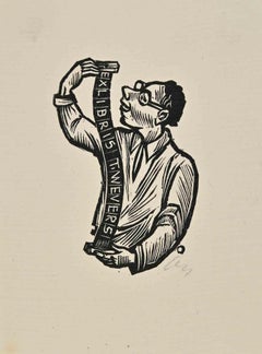   Ex Libris - T. Wevers - Woodcut by Herbert Stefan Ott - 1953