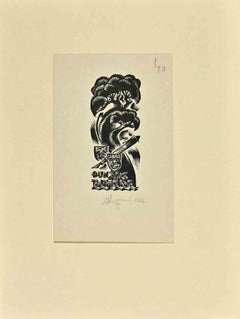  Ex Libris Johnny Kohler - Woodcut - Mid 20th Century