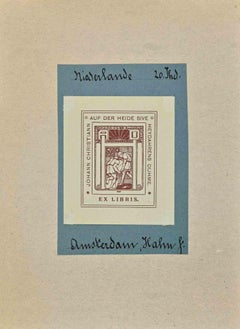 Ex Libris - Litografia di Albert Hahn - Metà del XX secolo