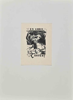  Ex Libris  - Joh Tohvert - Woodcut - Mid 20th Century