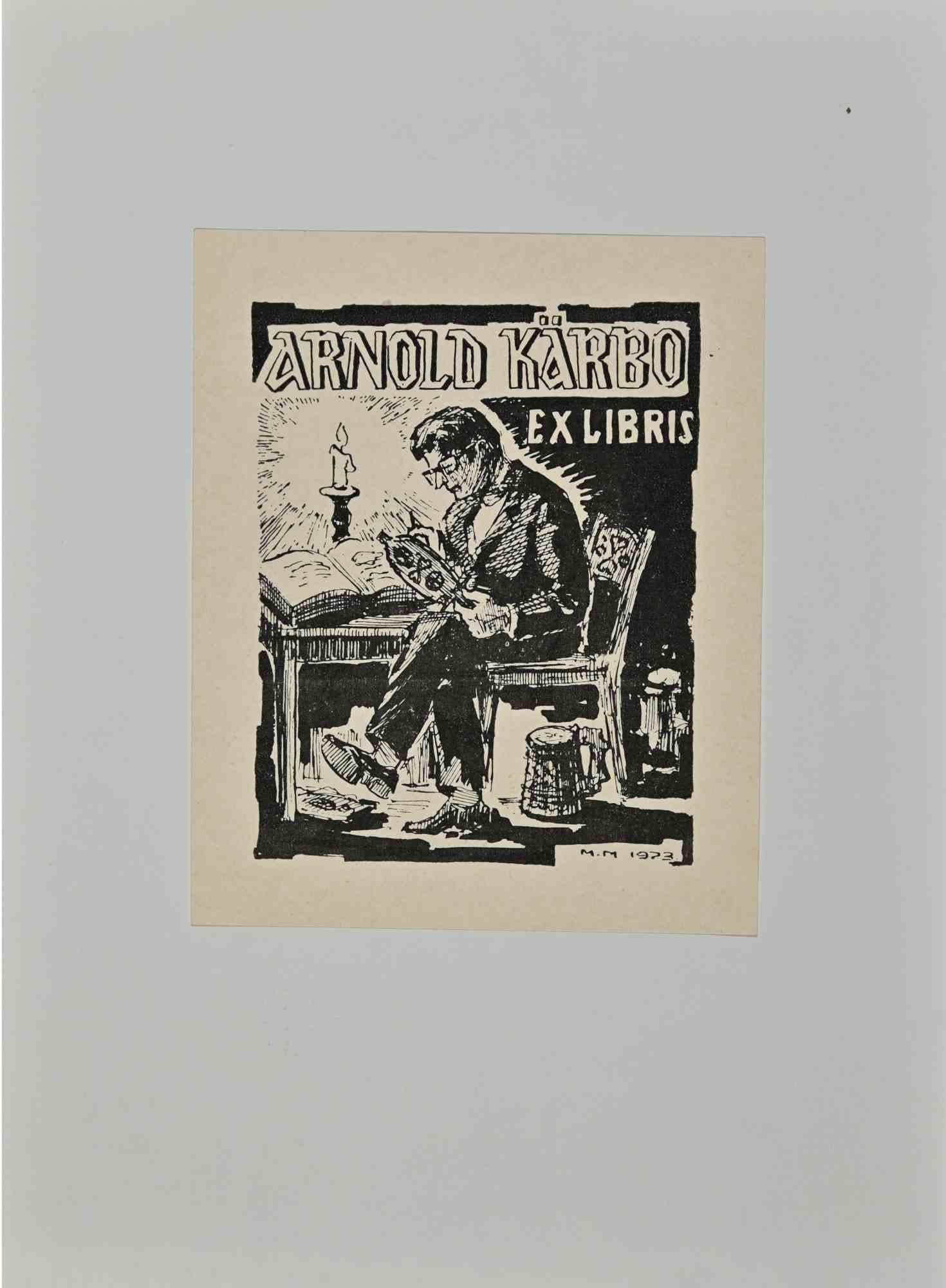  Ex Libris - Arnold Kärbo - Woodcut - 1973