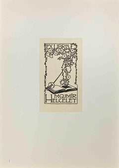 Vintage  Ex Libris - Helcelet - Woodcut - Mid 20th Century
