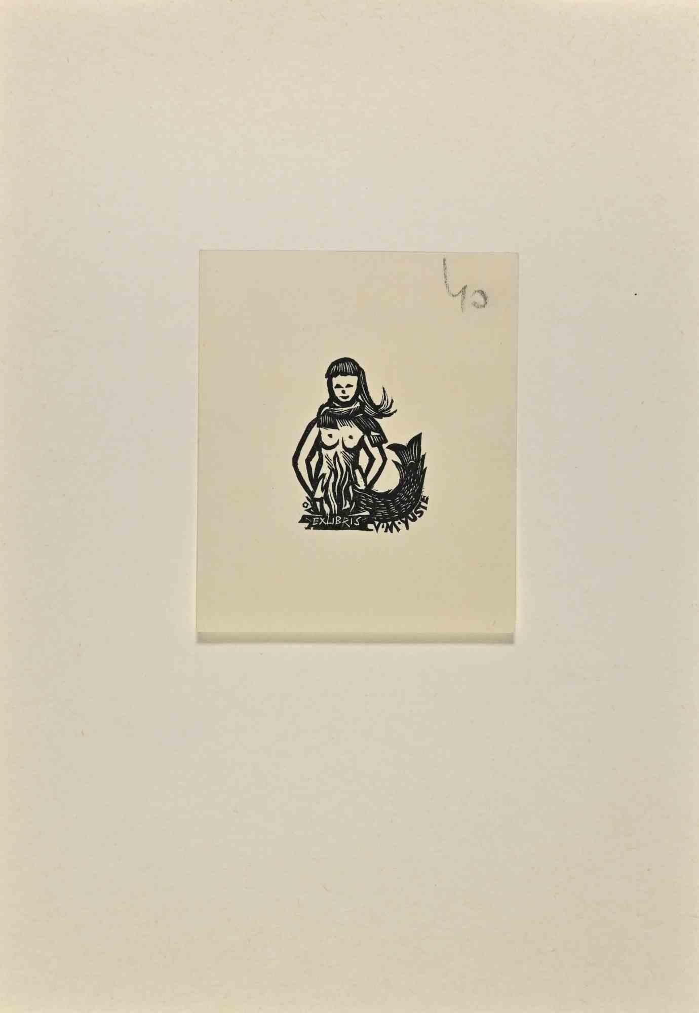 Ex Libris - V M I.I.I. - Gravure sur bois - Milieu du XXe siècle - Art de Unknown