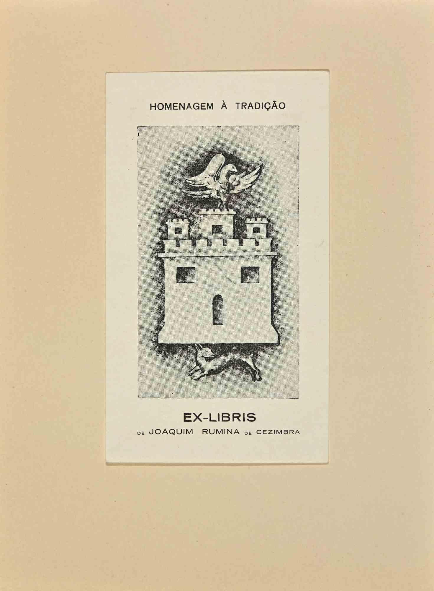 Ex Libris – Holzschnitt von Joaquim Rumina De Cezimbra – Anfang des 20. Jahrhunderts