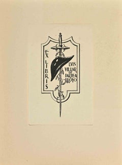  Ex Libris  - Luis Villar De Partearroyo - Woodcut - Mid 20th Century
