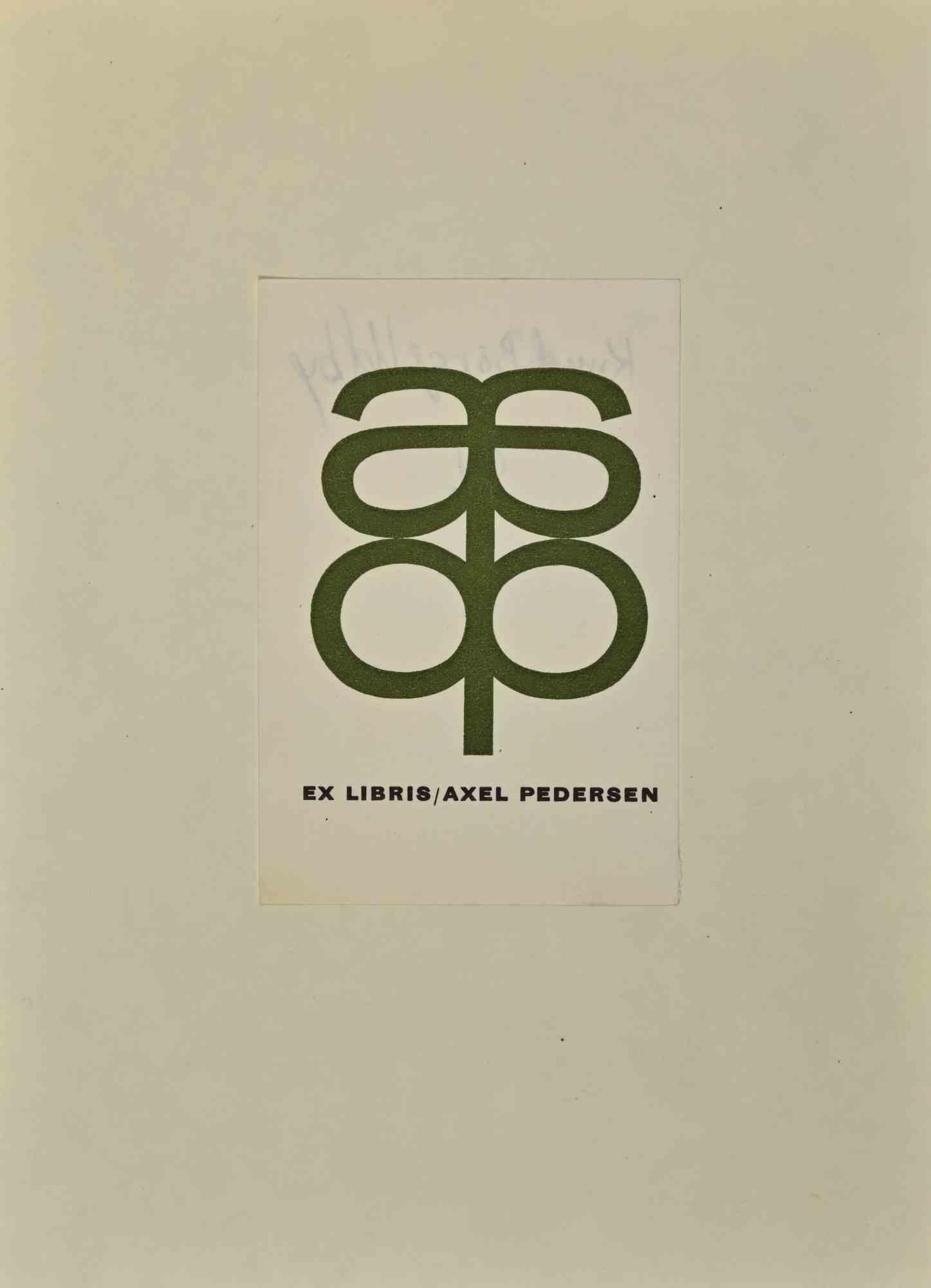 Ex Libris  - Axel Pedersen  is a Modern Artwork realized in Mid 20th Century, by Axel Pedersen.

Lithograph on paper.

The work is glued on ivory cardboard.

Total dimensions: 20x 14.5 cm.

Good conditions.

The artwork represents a minimalistic,