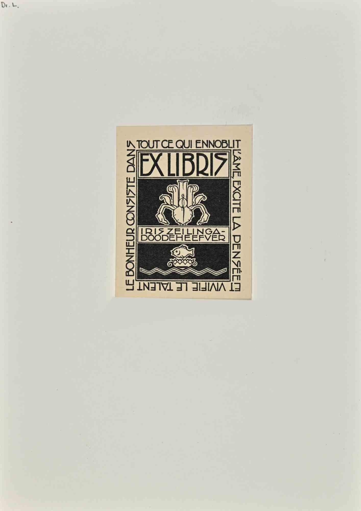 Ex Libris - Iris Zeilinga - Doodeheefver - Xilografia - Metà del XX secolo - Art di Unknown