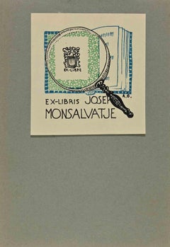 Antique  Ex Libris - Josep Monsalvatje - Woodcut - Early 20th Century