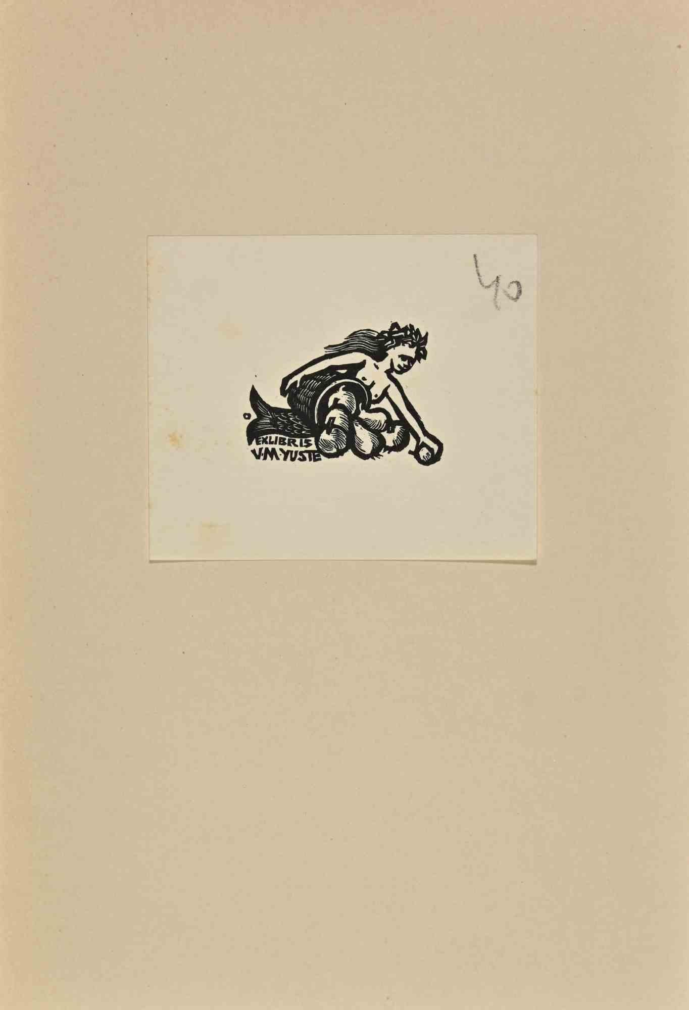 Ex Libris  -  V M Yuste  - Xilografia - Metà del XX secolo - Art di Unknown