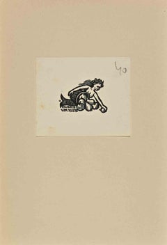  Ex Libris  -  V M Yuste  - Woodcut - Mid 20th Century