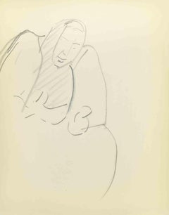 Sketch for a Portrait - Drawing by Flor David - Mid 20th Century