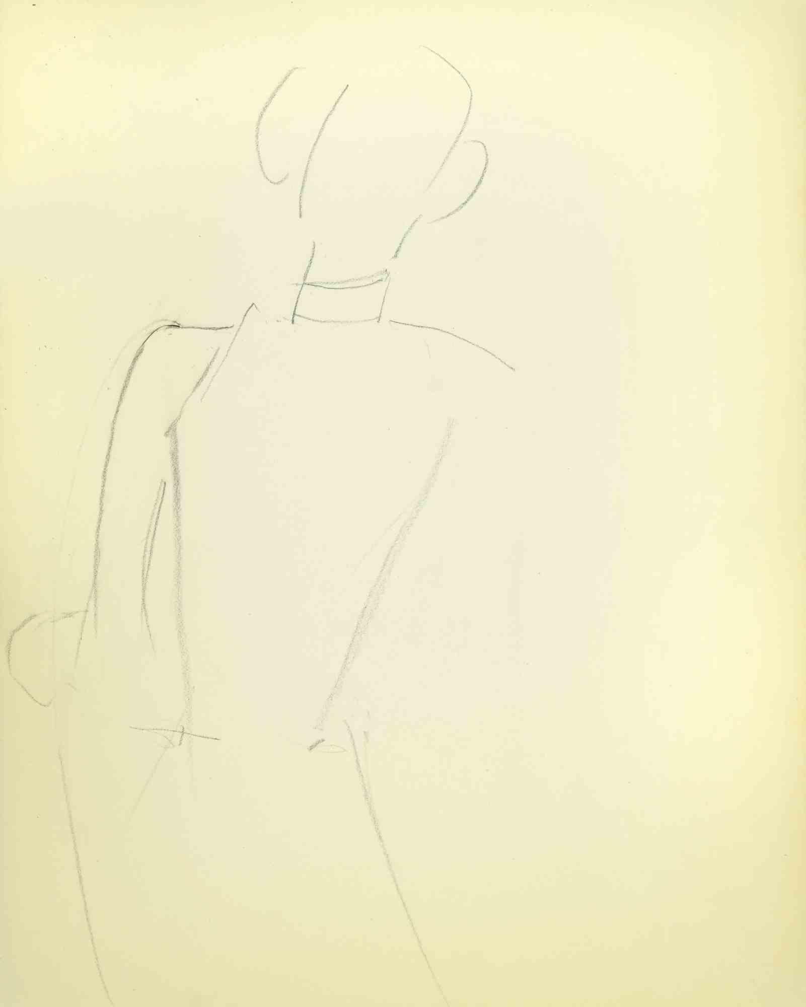 Esquisse d'un portrait est un dessin sur papier réalisé au milieu du 20e siècle par Flor David.

Crayon sur papier crème.

Bonnes conditions.

Flor David (1891-1958) ) :  pseudonyme de David Florence. Peintre au pastel. Il a été l'élève de Desirè