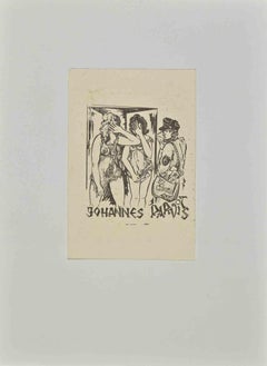 Ex Libris - Johannes Parvis - Woodcut by Vilnis Resnis - Mid 20th Century