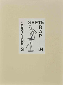 Vintage Ex-Libris  - Grete Trap - Woodcut by Leif Nielsen- Mid 20th Century