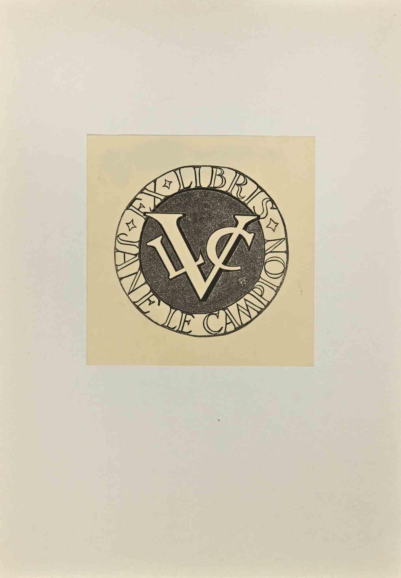 Ex-Libris  - Jane Le Campion - Woodcut - Mid 20th Century
