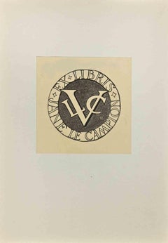 Ex-Libris  Jane Le Campion – Holzschnitt – Mitte des 20. Jahrhunderts