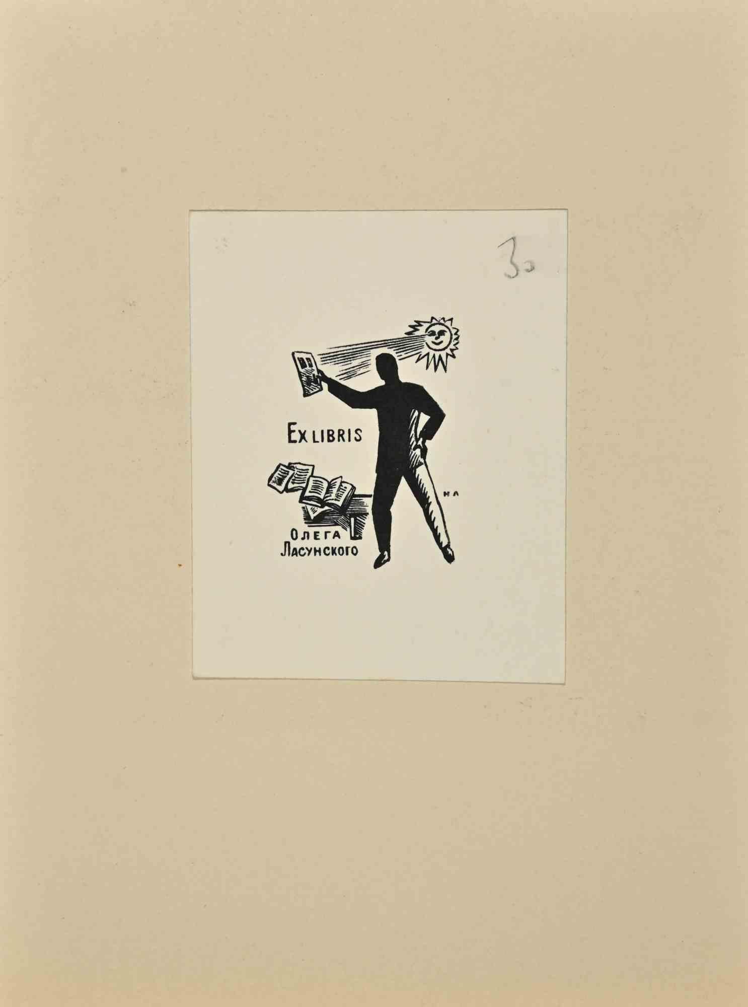  Ex Libris  - Woodcut - Mid 20th Century