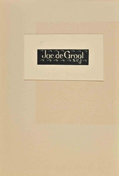 Vintage Ex-Libris  - Jac de Groo - Woodcut by A. Schellart - 1935
