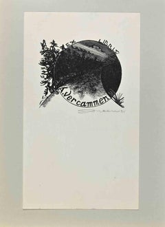 Vintage Ex-Libris  -  A. Vercammen - Woodcut - 1985