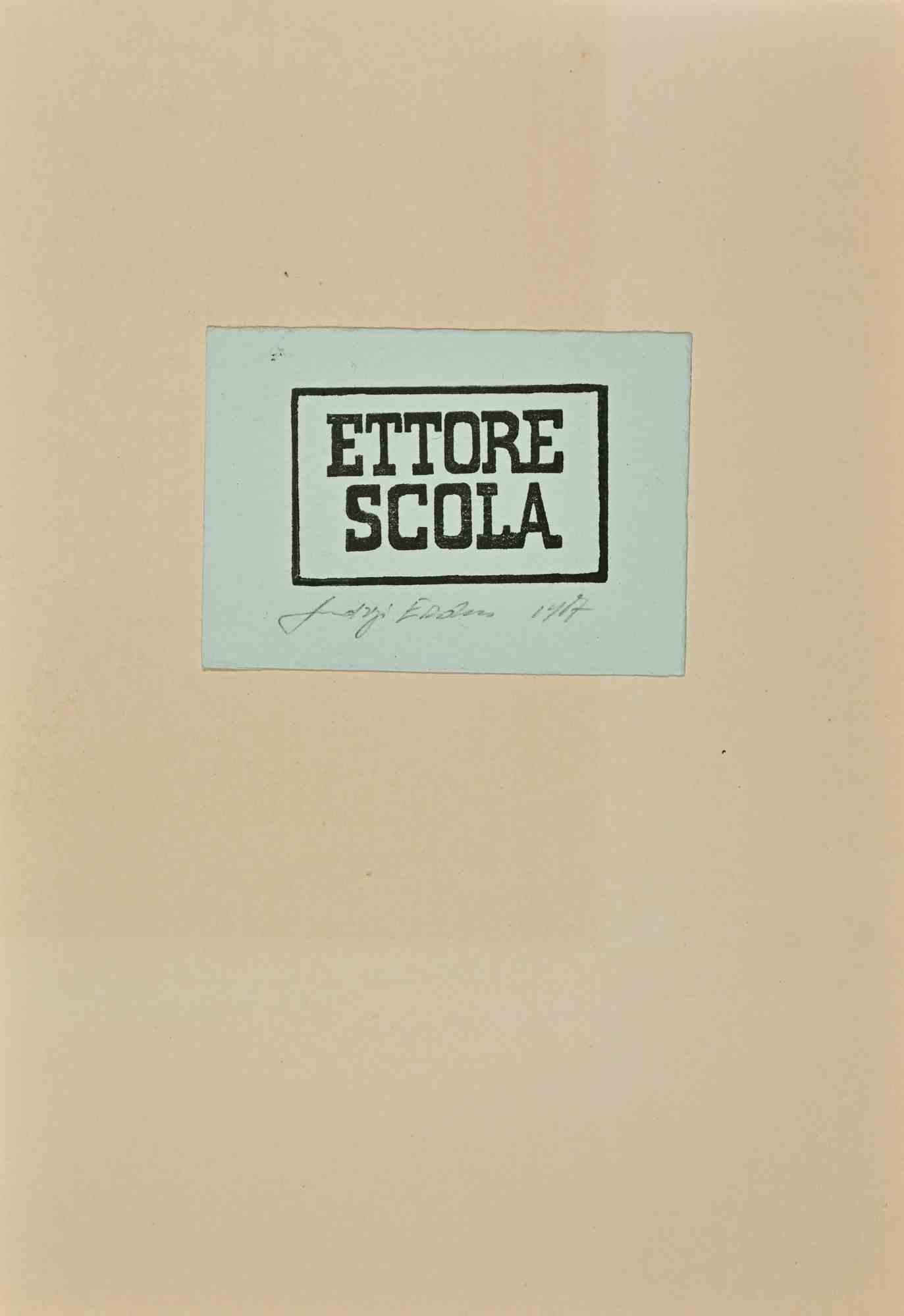 Ex-Libris - Ettore Scola - Woodcut - 1967 - Art by Unknown